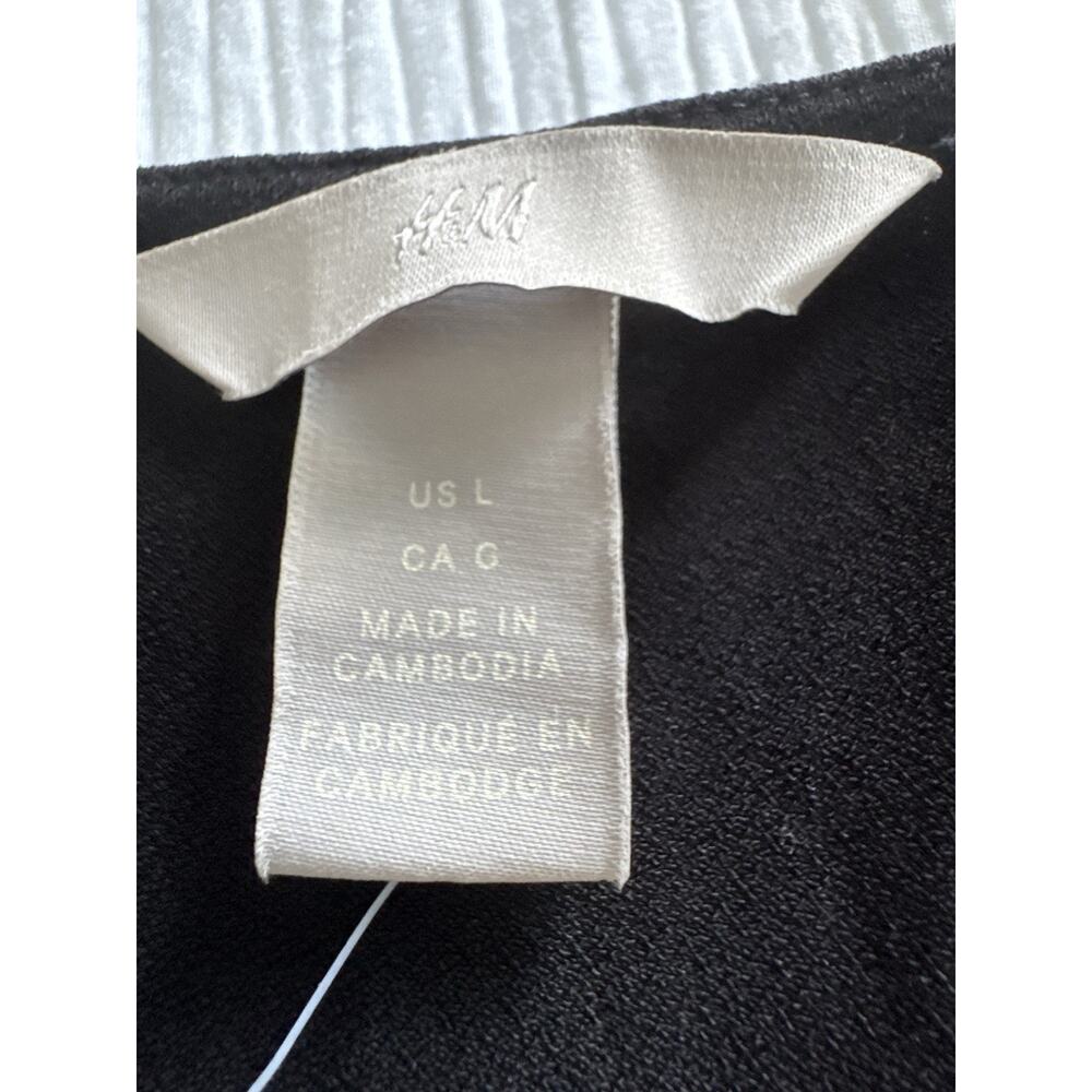 NWT H&M Little Black Dress Belt Career Work Summer Casual Slinky High Neck Large - Picture 2 of 8